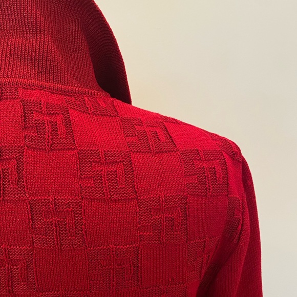 St John Sport Womens Red Cardigan with SJ Pattern in Knit / Size M / Vintage - Picture 6 of 16